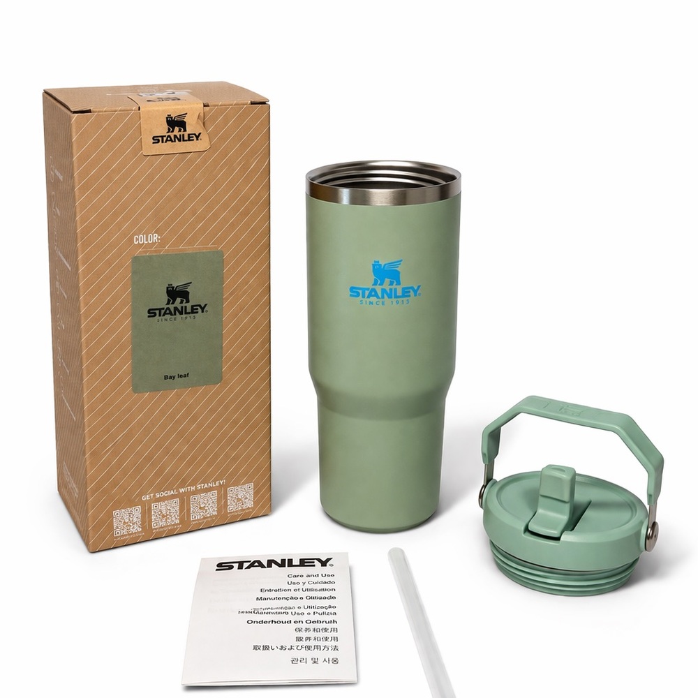 Stanley IceFlow 30oz Flip Straw Tumbler Sage Green NEW Complete Set